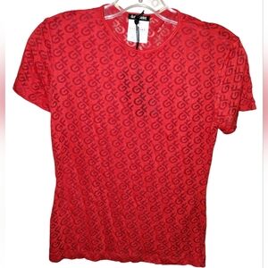 Vtg '97 GF Ferre T-shirt Red Burnout Logo Italy Designer Nwt